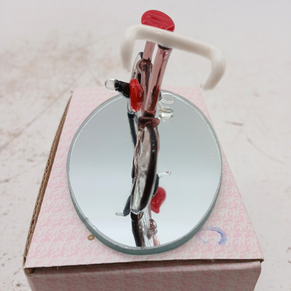 WAMANA Hand Blown Glass Bicycle Figurine w/ Box & Mirror Base - Picture 4 of 8